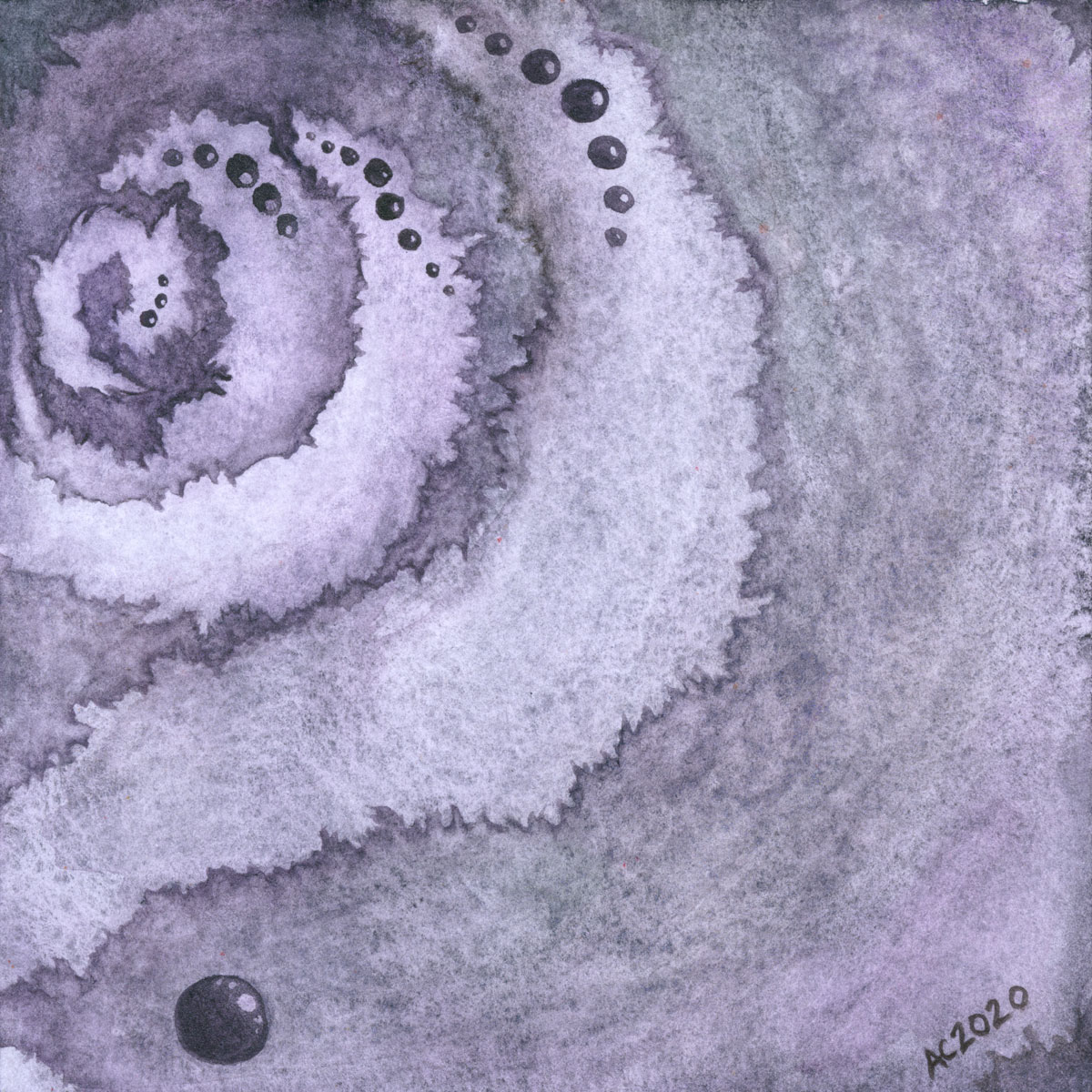 String Theory, a purple abstract watercolor painting by Amy Crook